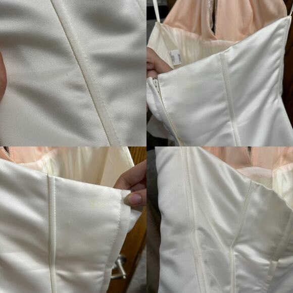 Vintage Coquette Corset Style Tiered Lace Formal Halter Dress Jessica Mcclintock - Picture 6 of 8